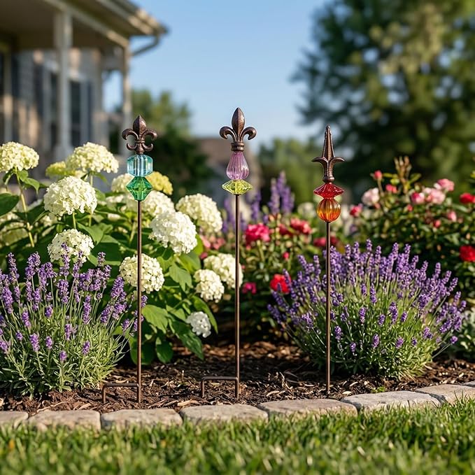 Garden Stake Outdoor Metal Garden Stake Plant Pick Cute Metal Stick Art Ornament Decor for Lawn Yard Patio,3PCS, 25" H Magic Wand