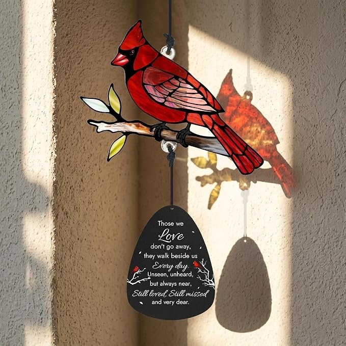 Memorial Wind Chimes for Loss of Loved One, Sympathy Gifts for Loss of Mother/Dad/Husband - Cardinal Wind Chimes for Outside with Mute Option, in Memory of Loved One Gifts, Sympathy Wind Chimes 36''
