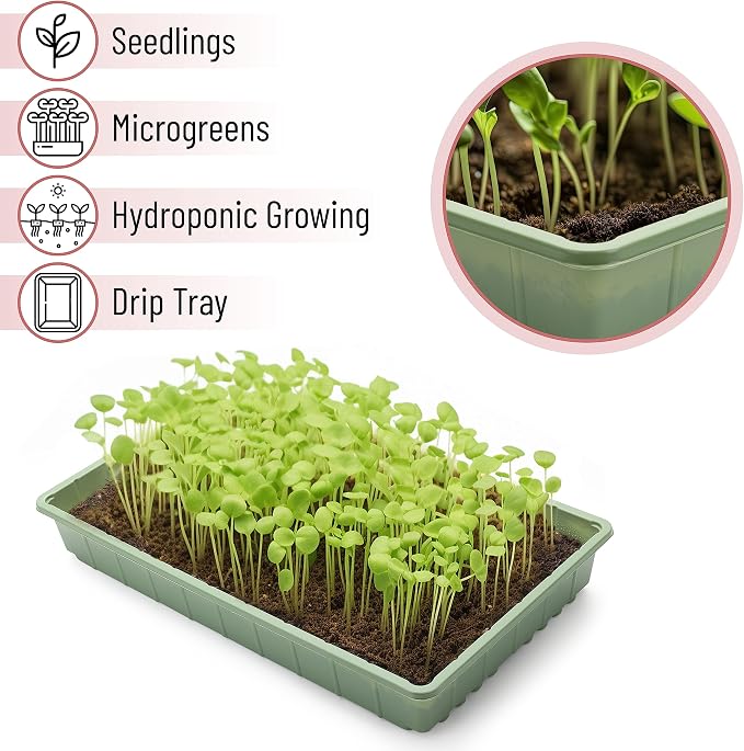 Mr. Pen- Seed Starter Trays, 10 Pack, 17"x10"x2.4" | Durable Plastic Growing Trays, Stackable and Reusable Seedling Starter Kits for Indoor, Outdoor, Greenhouse Gardening