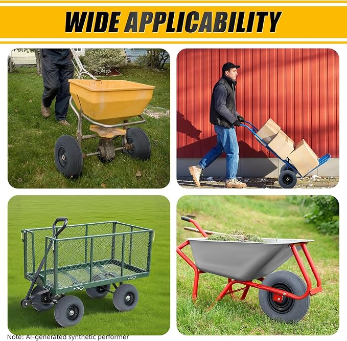 MZREXN 4.00-6" Tire and Wheel, 13" Pneumatic Wheelbarrow Tires, 2pcs | 5/8" extra 3/4" Bearings, 1.75"-5.75" Centered Hub, Replacement Tire for Dolly,Garden Carts Hand Truck,Wagon,Trolley