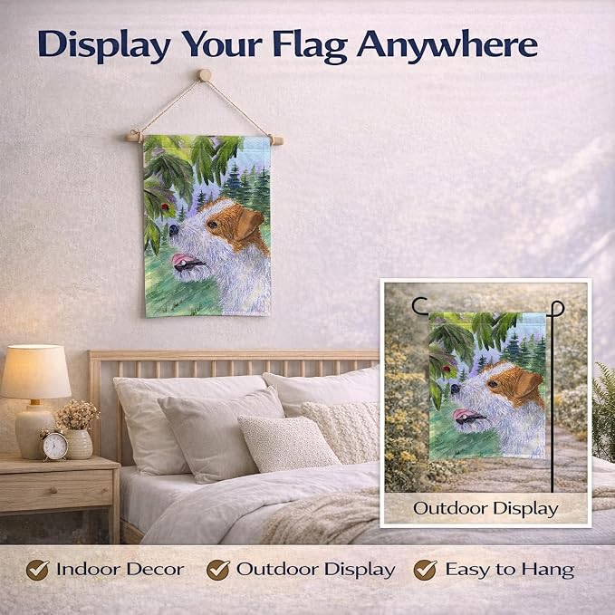 Caroline's Treasures SS8211GF Jack Russell Terrier Garden Flag Mailbox Flag Decorative Yard Flag Banner Outside Patio Artwork Yard Flower Beds, Garden Size, Multicolor