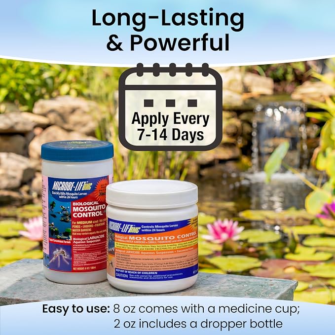 MICROBE-LIFT BMC Biological Mosquito Control, Liquid Treatment for Medium-Sized Decorative Water Gardens Up to 2,000 Gallons, Fountains and Ponds, 6 Fluid Ounces