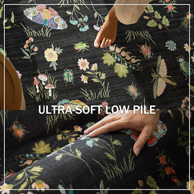 Machine Washable Rugs for Living Room: 6x9 Area Rugs Stain Resistant Non Slip Low Pile Lightweight Soft Carpets Rug for Bedroom Kitchen Dining Room Nursery Kids Room Farmhouse Home Office Indoor
