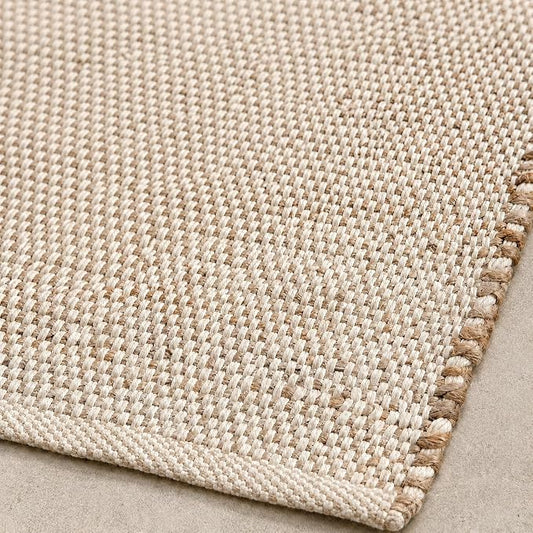 Jute Cotton Hand Woven Area Rug (4' x 6' Natural) | Farmhouse Area Rug for Living Room Bedroom Hallway Entryway Rustic Vintage Bohemian Décor