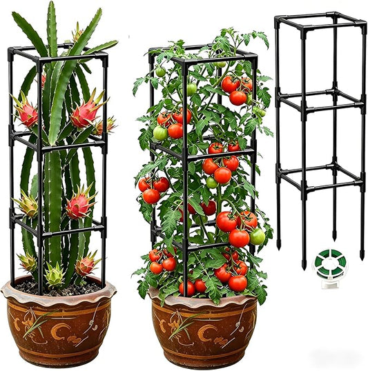 Dragon Fruit Trellis for Climbing Plants Indoor Outdoor, Heavy Duty Metal Adjustable Vertical Garden Support for Indoor Outdoor Potted Plants, Tomato, Cactus, Roses,Vines(10 * 10 * 47inch,1PC)