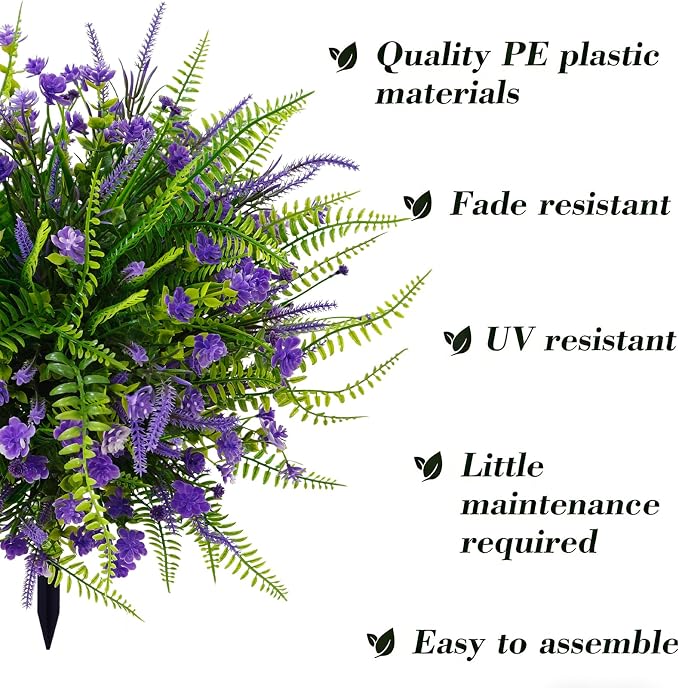 Artificial Boxwood Plants Outdoor with Stake,Set of 2 Artificial Topiary Ball Flowers Faux Shrubs Bushes with Spike, UV Resistant Fake Flowers Ball Tree for Planter Filler Garden Front Porch D17