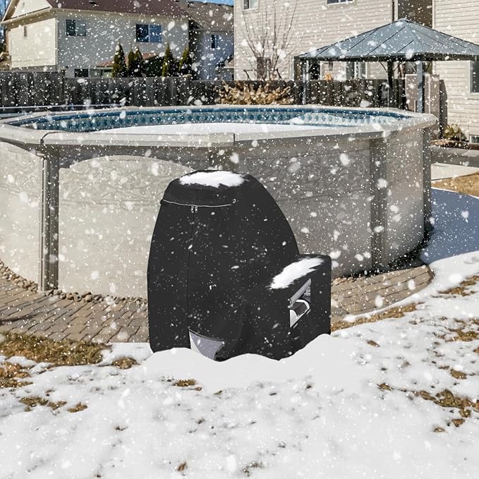 Sand Filter Pump Cover,600D Waterproof Oxford Fabric Above Ground Pool Pump Cover,Suitable for Most 8-16 Inch Sand Filter Pump on Market (Plush Lining)
