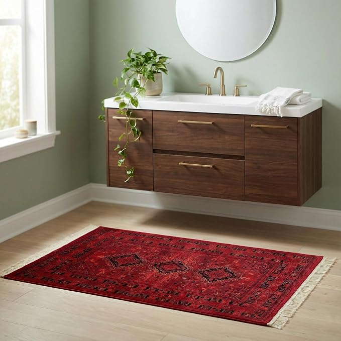 Unique Loom Tekke Collection Area Rug - Sheibani (3' 3" x 5' 3" Rectangle, Red/ Black)