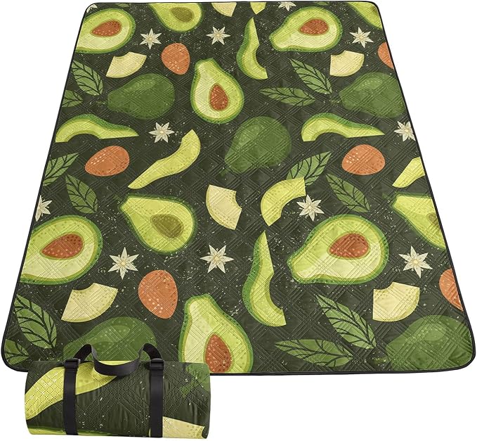 Outdoor Picnic Blanket,Portable Sandproof Waterproof Picnic Mat,Avocado Printed Camping Beach Mat for Sand and Wet Grass Hiking (Avocado S)