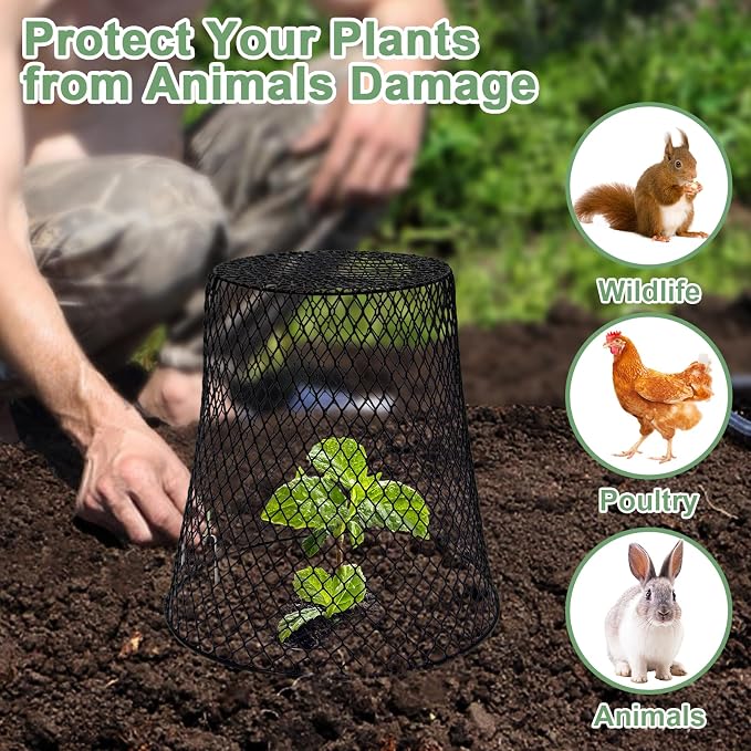 20 Pcs 9"×9" (Multiple Sizes/Quantities Available) Chicken Wire Plant Protectors from Animals, Plant Cage Garden Cloche to Protect Plants Vegetables from Rabbits Squirrels Chicken