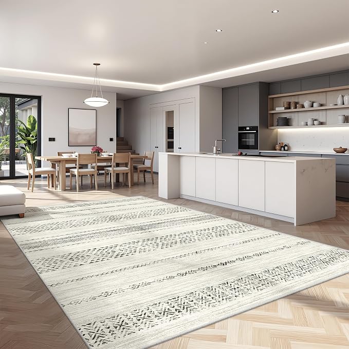 Miukiki 6x9 Area Rug Washable Non Slip Rug for Living Room Grey | Soft Low Pile Washable Area Rug Bedroom Dining Room, Stain Resistant Carpet with Easy Care Design 6'x9'