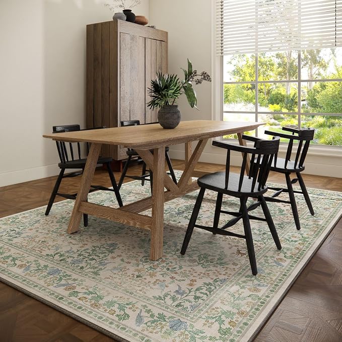 8x10 Washable Rugs for Living Room: Bedroom Area Rug Stain Resistant Non Slip Low Pile Lightweight Soft Carpets for Dining Room Kitchen Nursery Kids Room Playroom Home Office Indoor