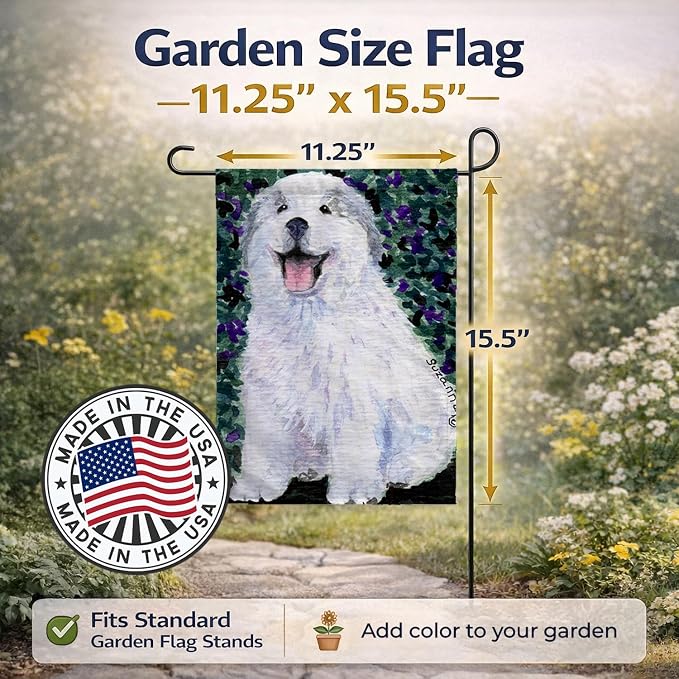 Caroline's Treasures SS8856GF Great Pyrenees Garden Flag Mailbox Flag Decorative Yard Flag Banner Outside Patio Artwork Yard Flower Beds, Garden Size, Multicolor