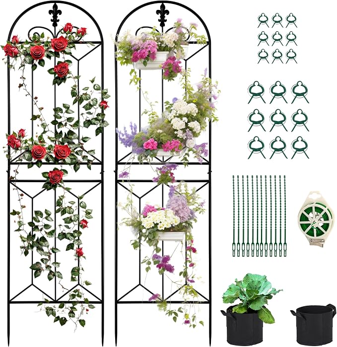 Metal Trellis Outdoor 70.8" x 19.5" - 2 Pack, Trellis for Climbing Plants Outdoor, Rustproof Metal Garden Trellis for Vine Cucumbers, Vegetables, Flower Support