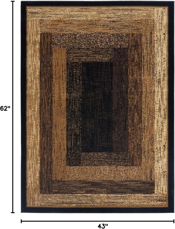 Home Dynamix Royalty Vega Contemporary Geometric Area Rug, Black/Beige, 43"x62"
