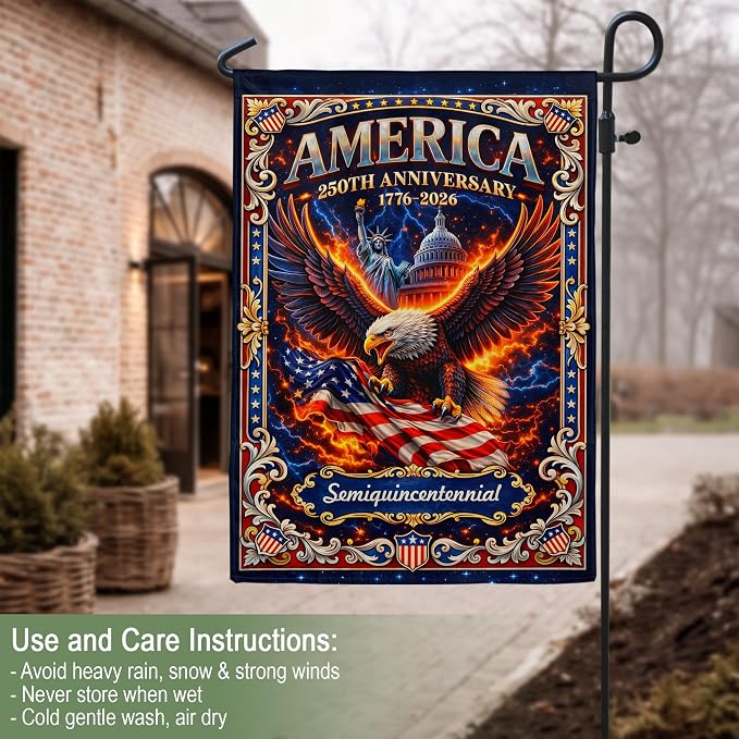250th Anniversary Patriotic Design, 1776-2026 Commemorative, 250 Anniversary Usa Flag, Garden Flags For Outside, Front And Back Print 4 (12x18 Inch)