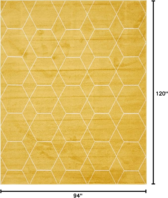 Unique Loom Trellis Frieze Collection Area Rug - Geometric (7'10" x 10', Yellow/ Ivory)