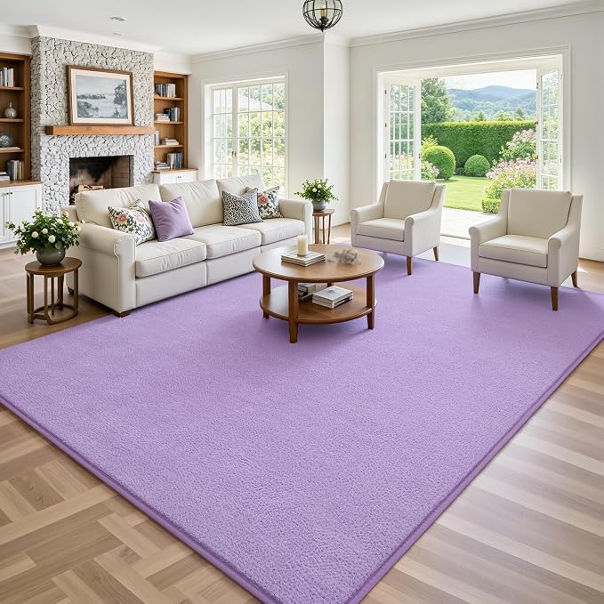 Keeko 5x7 Area Rugs for Living Room,Soft Washable Memory Foam Bedroom Rug | Indoor Throw Rug Low Pile Minimalist Non Slip Carpet for Kids Nursery Classroom Dorm Room Home Decor Purple