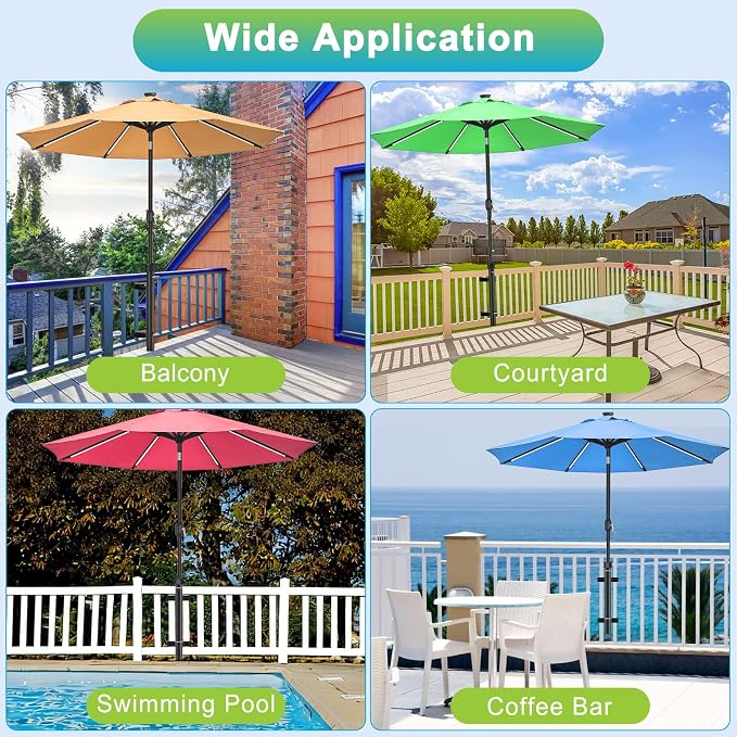 Dolibest Heavy-Duty Railing Umbrella Mount, Fits 1“-1.9” Poles, All-Welded Steel Mount Umbrella Holder with Sleeves, Space-Saving Deck Umbrella Holder, Outdoor Shade Holder for Porch & Patio, Black