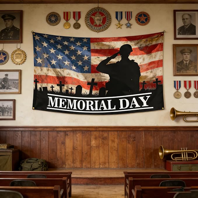 Memorial Day Flag 3x5 Ft Outdoor Double Sided Mirror Printed 4th of July Patriotic Flag Veterans Day Banner for Indoor Outdoor House Yard with 2 Grommets