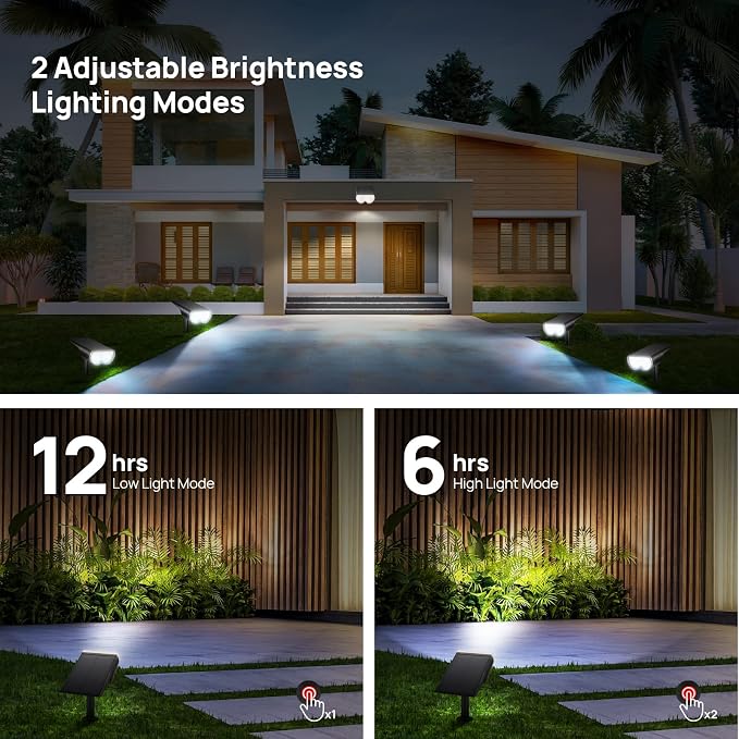 Consciot Solar Spot Lights Outdoor, 16 LEDs IP67 Waterproof Auto On/Off Landscape Spotlights, 2-in-1 Adjustable Wall Lights for Garden Yard Pathway, 6 Pack (Cool White)