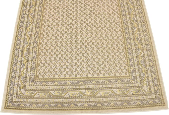 Unique Loom Williamsburg Collection Traditional Border with Dotted Center Area Rug, Rectangular 5' 0" x 8' 0", Beige/Yellow