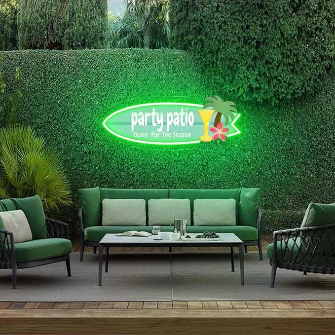 Waterproof Outdoor Custom Neon Sign for Patio Decor, Personalized Party Patio LED Signs UV Printing, Large Customized Cocktail Palm Tree Bar Neon Signs for Home Pub Backyard Garden Outside Pool