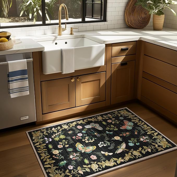 Washable Small Area Rugs for Entryway: 2x3 Throw Rug Door Mat Indoor Entrance Stain Resistant Non-Slip Low Pile Soft Carpets for Kitchen Front Door Indoor Entrance Entry Bedroom Bedside Farmhouse
