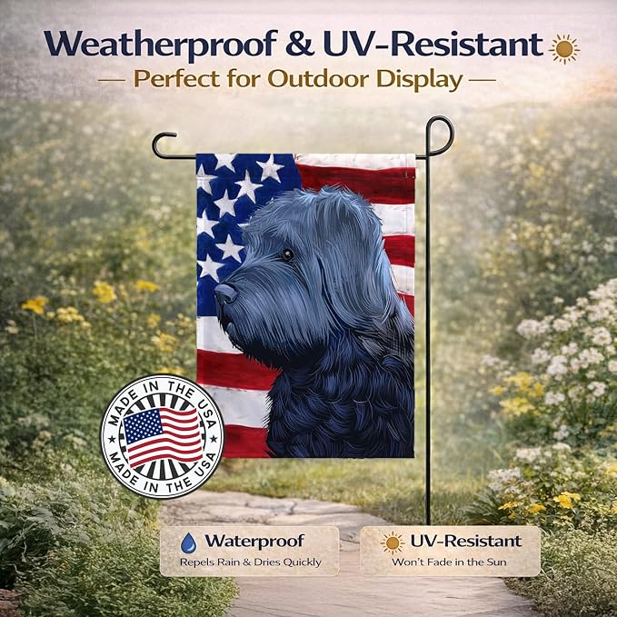 Caroline's Treasures CK6453GF Bouvier des Flandres American Flag Garden Flag Mailbox Flag Decorative Yard Flag Banner Outside Patio Artwork Yard Flower Beds, Garden Size, Multicolor