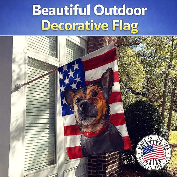 Caroline's Treasures CK6673CHF Murcian Ratter Dog American Flag House Flag Large Porch Sleeve Pole Decorative Outside Yard Banner Artwork Wall Hanging, Polyester, House Size, Multicolor