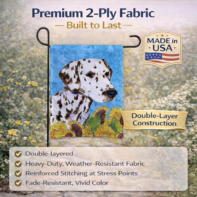Caroline's Treasures SS4238GF Dalmatian in Summer Flowers Garden Flag Mailbox Flag Decorative Yard Flag Banner Outside Patio Artwork Yard Flower Beds, Garden Size, Multicolor