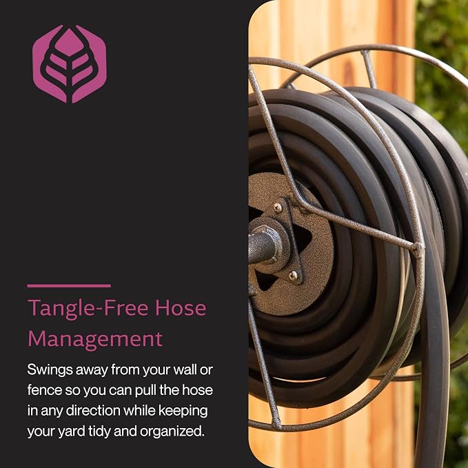 Yard Butler Hose Reel Mounts - Compact and Versatile Garden Hose Holder with Swivel and Mounting Options - Great for Garden Storage, 180 Degree Pivot