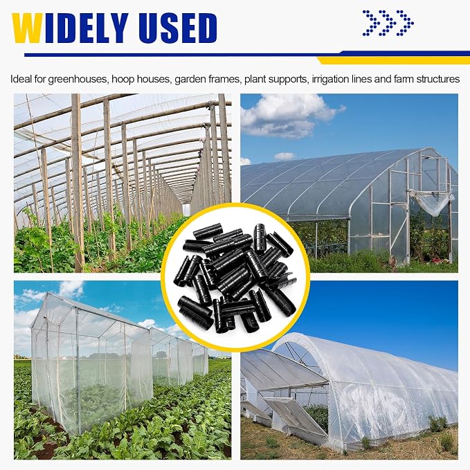50 Pcs 1-1/4 Inch Greenhouse Clips, 32mm Black Plastic Clamp Garden Buildings Frame Snap PVC Pipe Tube Clips for Greenhouse Films Sunshade Nets Row Covers Shelters Fixing, Farming, Gardening