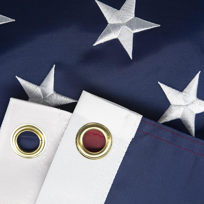 Giant 12x18 FT American Flag for Outside, Extra Large Outdoor US Flag, 420D Heavy Duty Polyester, Embroidered Stars, Sewn Stripes, Brass Grommets, UV Fade Resistant All Weather Flag for High Winds
