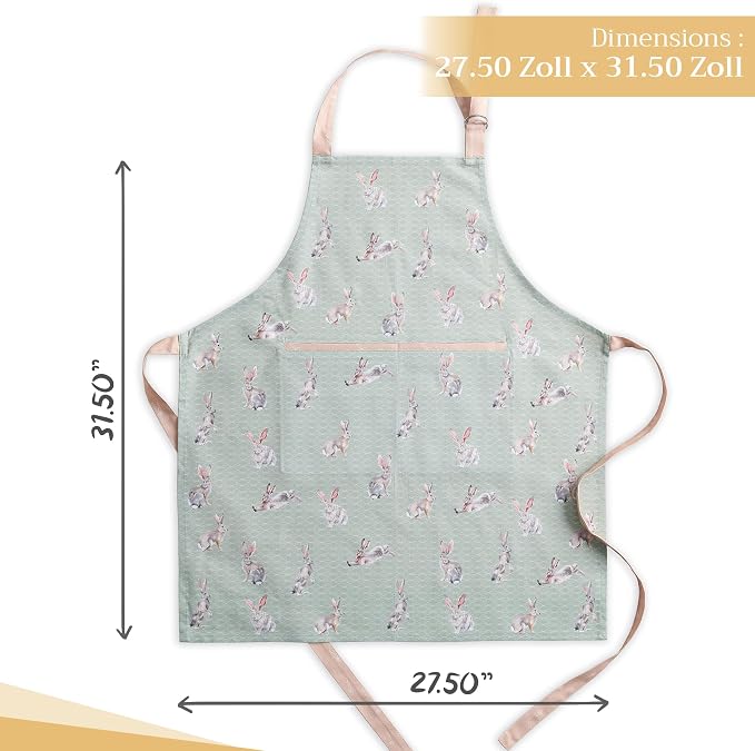 Maison d' Hermine Aprons for women with Pocket 100% Cotton (27.50"x31.50") | Adjustable Neck Strap & long ties Apron Men Chef Wedding Cooking Gardening Server Maid