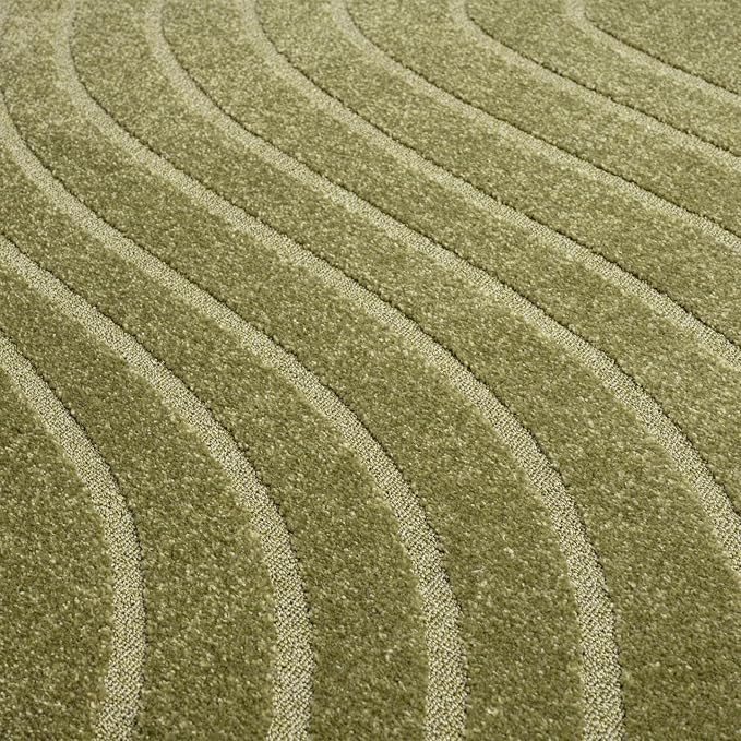 LUXE WEAVERS Modern Geometric Wave Area Rug Green 2x3