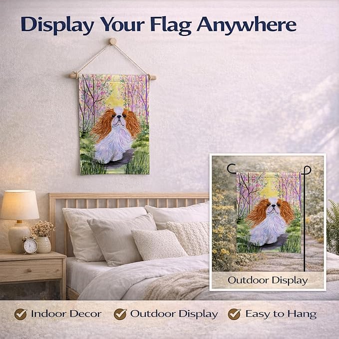 Caroline's Treasures SS8613GF English Toy Spaniel Garden Flag Mailbox Flag Decorative Yard Flag Banner Outside Patio Artwork Yard Flower Beds, Garden Size, Multicolor