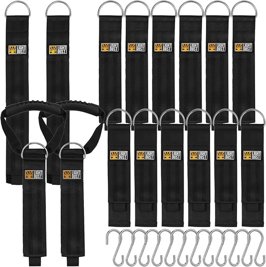 Hanging Extension Cord Holder - 16Pack 13" 22" 35" Handle Wrap Straps with S Hooks Heavy Duty Garage Organizer Tool Hangers - Garden Hose Power Electrical Cable Rope RV Shed Storage and Organization