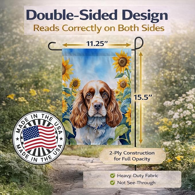 Caroline's Treasures DAC6058GF Cocker Spaniel in Sunflowers Garden Flag Mailbox Flag Decorative Yard Flag Banner Outside Patio Artwork Yard Flower Beds, Garden Size, Multicolor