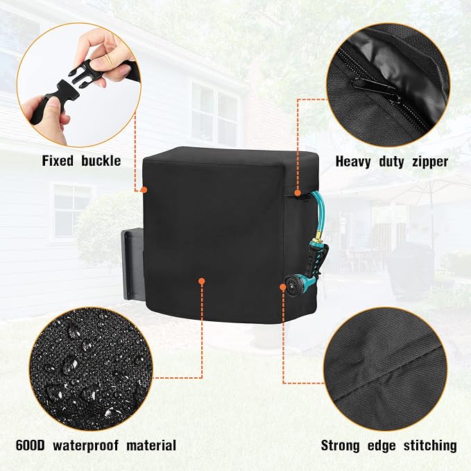 Garden Hose Reel Covers for Giraffe Tools AW40 1/2" x 130 ft Retractable Garden Hose Reel, Outerdoor Wall-Mounted Hose Reel Cover All Season Protection - 24"L x13"Wx 19.7"H