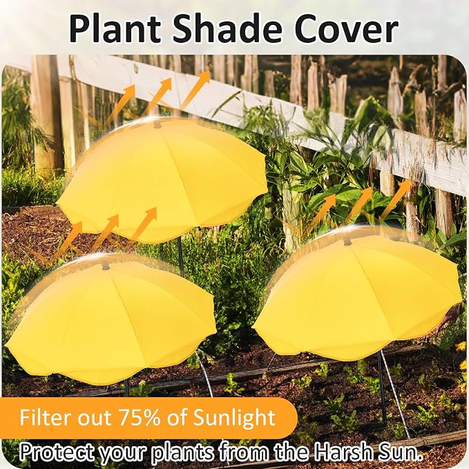 1pcs 26 Inch Plant Umbrellas for Outdoor Plants Garden Umbrella Shade for Potted Plant, Garden Bed Flower Pot Provide Shade to ‌defend Blazing Sun (Yellow)