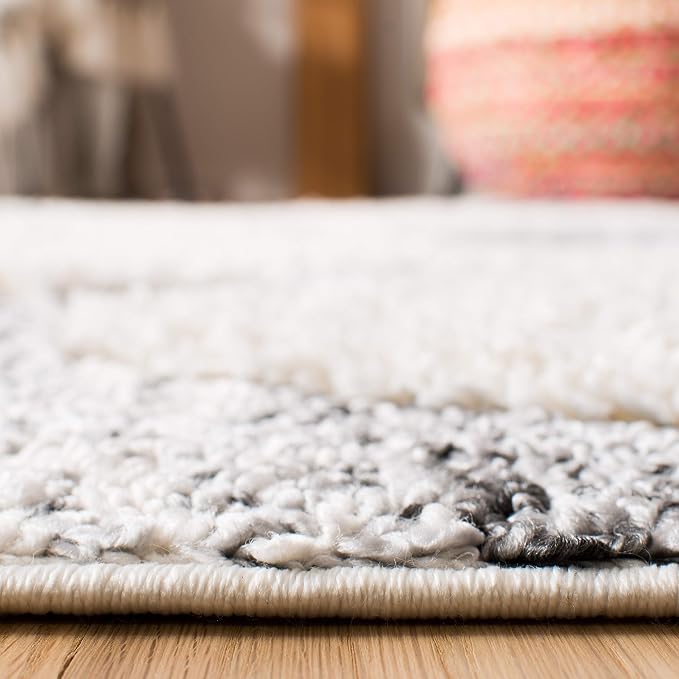 SAFAVIEH Moroccan Tassel Shag Collection Runner Rug - 2'3" x 10', Grey & Ivory, Boho Design, Non-Shedding & Easy Care, 2-inch Thick Ideal for High Traffic Areas in Living Room, Bedroom (MTS664G)