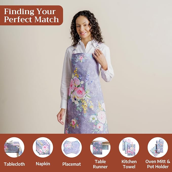 Maison d' Hermine Aprons for women with Pocket 100% Cotton (27.50"x31.50") | Adjustable Neck Strap & long ties Apron Men Chef Wedding Cooking Gardening Server Maid