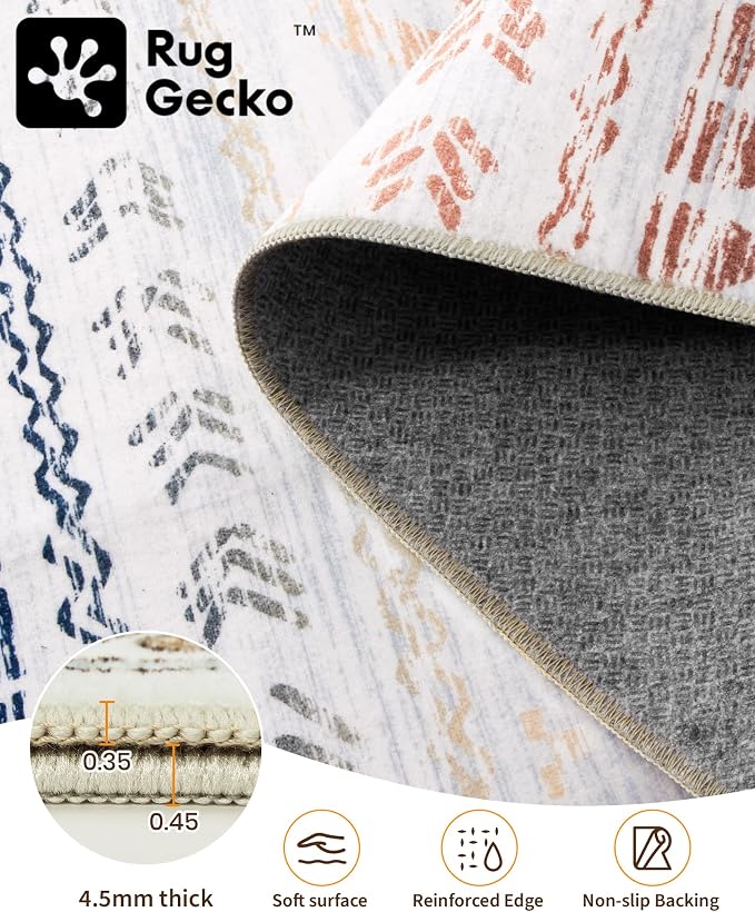Miukiki 8x10 Area Rug for Living Room, Washable Soft Non Slip Rug Multi | Moroccan Large Indoor Rug for Kitchen Bedroom Dining Room Office, Low Pile Soft Floor Carpet Home Decor 8'x10'