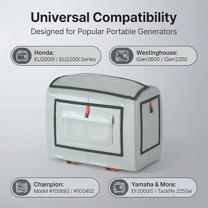 JIAHOO Generator Cover, Portable Generator Cover, Generator Running Cover, Can Be Rolled Up and Opened All Around, 21.7 Lx 13.8Wx17.4H inches, Beige.
