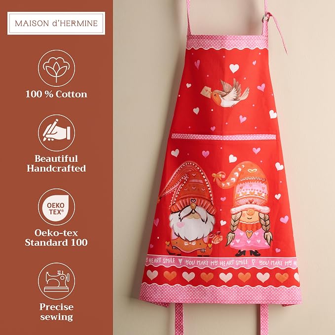 Maison d' Hermine Aprons for women with Pocket 100% Cotton (27.50"x31.50") | Adjustable Neck Strap & long ties Apron Men Chef Wedding Cooking Gardening Server Maid