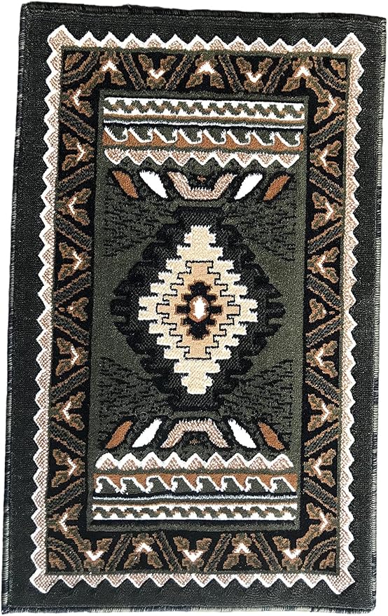 YHSF South West Native American Area Tribal Rug - Sage Green, 2' x 3'4" | Easy-Clean, Soft & Durable Tribal Rug for Living Room, Bedroom, Kitchen & More - Stain-Proof Runner for Home Decor