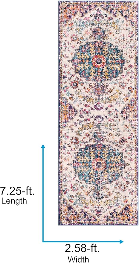 Livabliss Odelia Vintage Bohemian Runner Area Rug,2'7" x 7'3",Purple/Grey