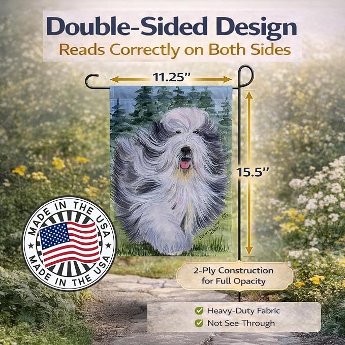 Caroline's Treasures SS8037GF Bearded Collie Garden Flag Mailbox Flag Decorative Yard Flag Banner Outside Patio Artwork Yard Flower Beds, Garden Size, Multicolor