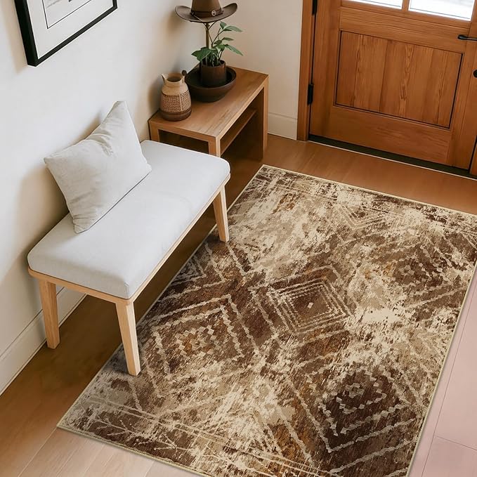 3'x5' Washable Area Rug for Living Room Bedroom Cow Print | Soft Western No Slip Low Pile Print Foldable Indoor for Kitchen Dining Room
